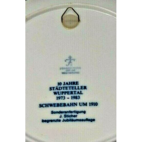 Furstenberg Flow Blue plate 9 3/4" - Wuppertal -Suspension railway around 1910 - Picture 7 of 8